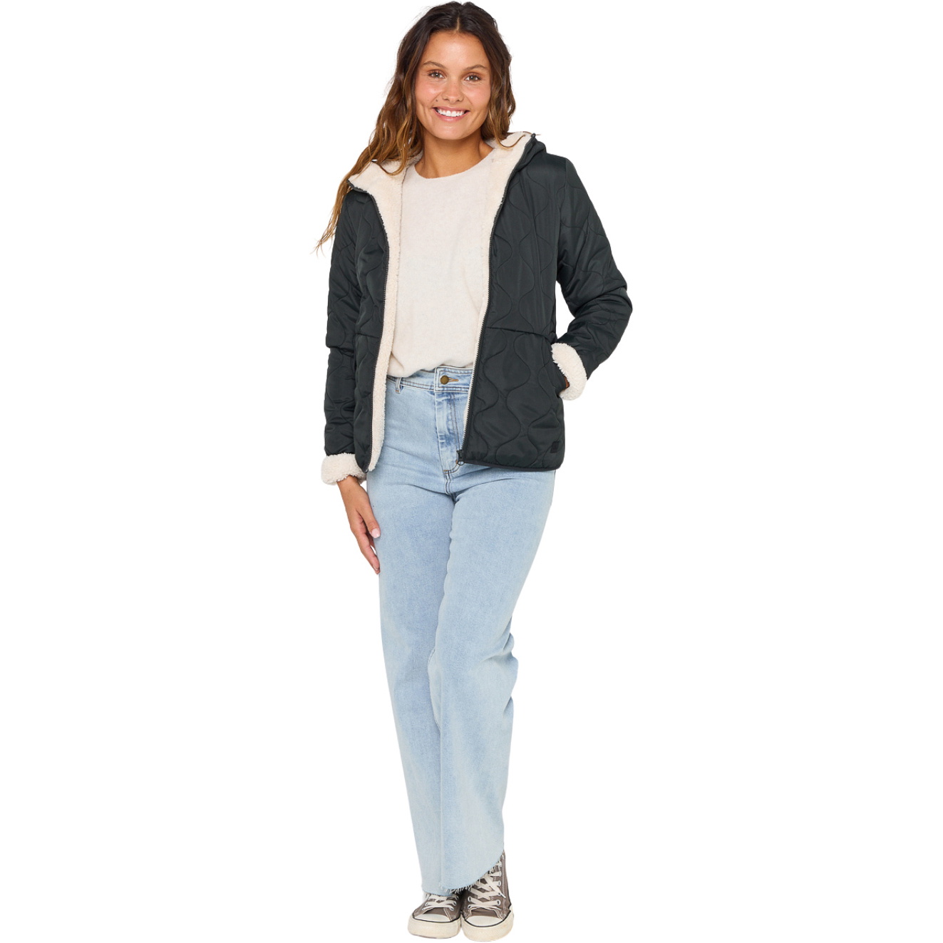 2026 Rip Curl Womens Anoeta Classic Quilted Jacket 03FWJA - Noir